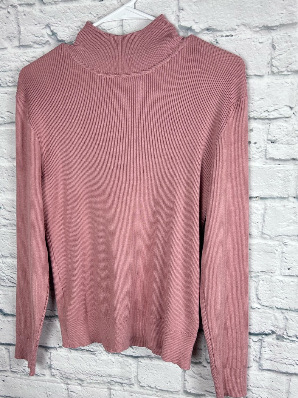 Melissa Paige Ribbed Mock Neck Sweater Pink Long Sleeve Knit Top XL NWT